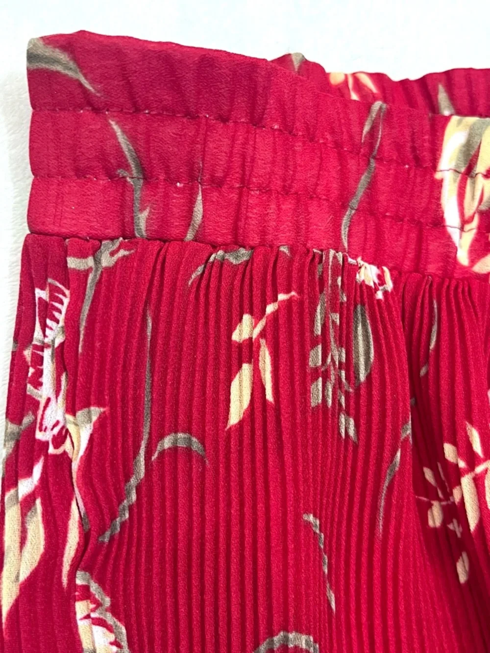 Sag Harbor Women’s Vintage Red Floral Polyester Accordian Pleated Midi Skirt L - Picture 5 of 16